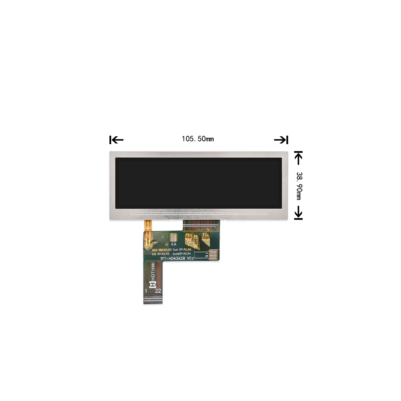 4.0-inch Bar Display 480x128 NV3041A Controller High Brihgtness LCD